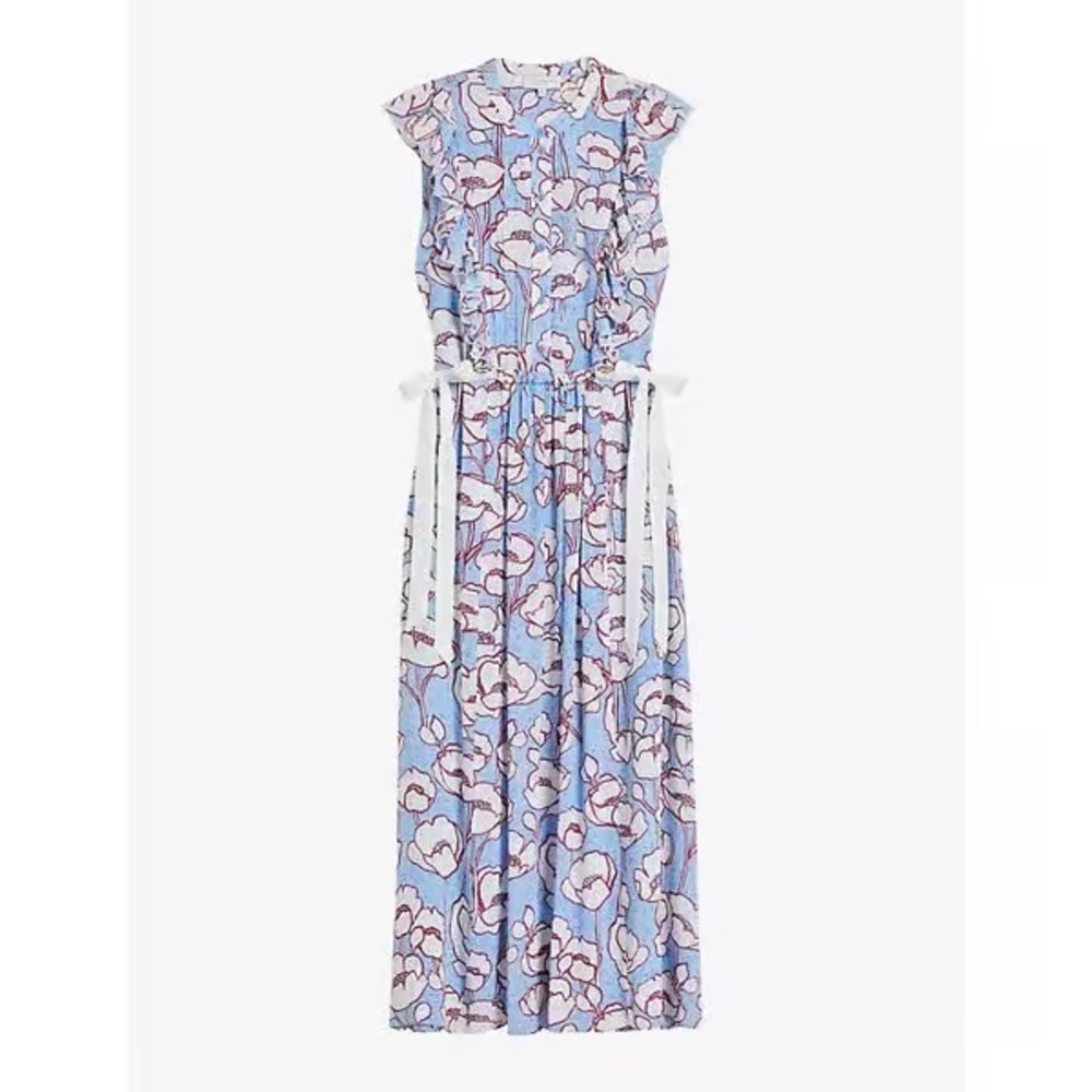 Ted Baker light blue floral sleeveless midi dress